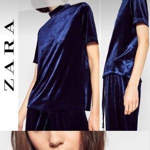 Blue Velvet turtleneck top, Zara, small